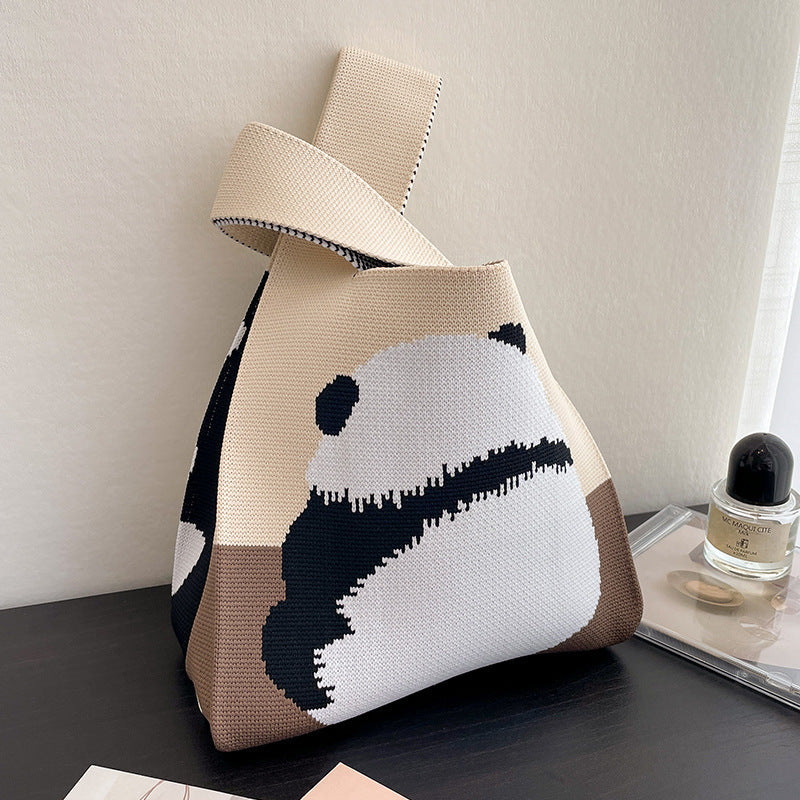 Panda Cable Knit Bag