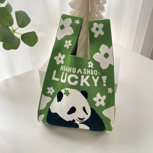 Panda Cable Knit Bag